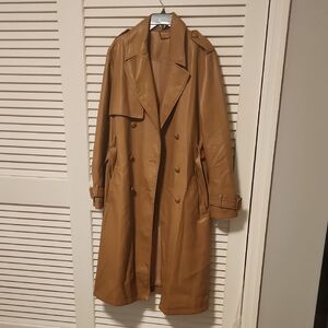Elie Tahari Tan Leather Trench Coat
